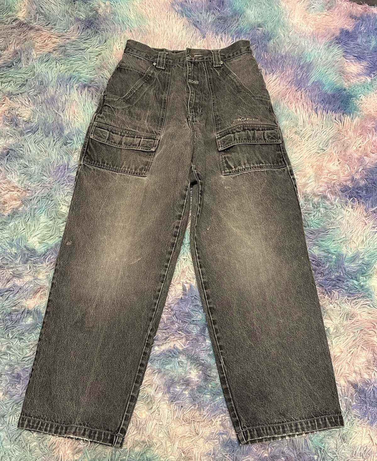 Vintage BOSS Gray Baggy Wide Leg Hip Hop Grunge Skater 90s Y2K Cyber Denim 31