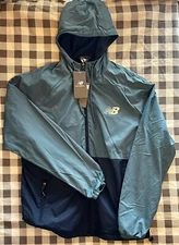 NWT New Balance Wind Resistant Fleece-lined Jacket Windbreaker Blue Men's Large