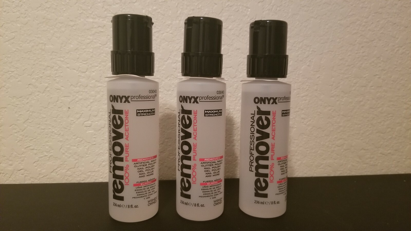 Onyx Professional 100 Acetone Nail Polish Remover 8oz No Spill Pump Lid Lotof3 For Sale Online Ebay