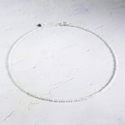 Natural Moonstone Faceted Beaded Choker Handmade White Dainty Gemstone Necklace