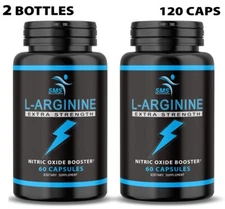 L-Arginine 1,000 MG Extra Strong Nitric Oxide & Circulation Boost 120 Ct By SMS