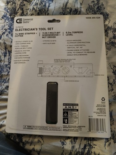 COMMERCIAL ELECTRIC 3 PIECE ELECTRIANS TOOL SET 1008255524 NEW - Picture 2 of 2