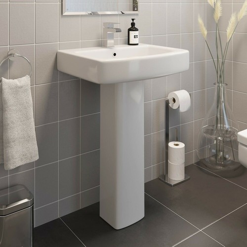 Modern Bathroom Suite 1600 Right Hand L Shape Bath Screen Toilet Basin Pedestal - Picture 5 of 16