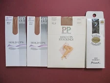 4 Pairs Of Vintage Women's Hold Ups Stockings Size M/L