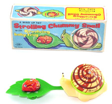 Rare Vintage Yoneya Snail & Frog Wind-Up Tin Toy Japan 1960s Unused Dead Stock