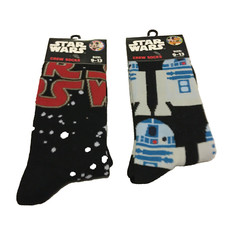 Disney STAR WARS R2-D2 Crew Socks 2 Pairs Adult Size 9-13 NWT