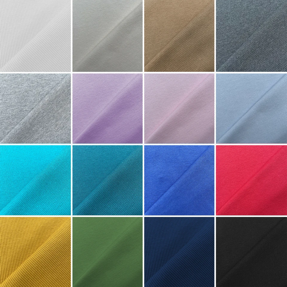 DISCOVER LIFESTYLE & FASHION FABRICS Plain Coloured Ribbing Stretch Tubular Ribbed Cuff Cuffing Cotton Jersey Fabric