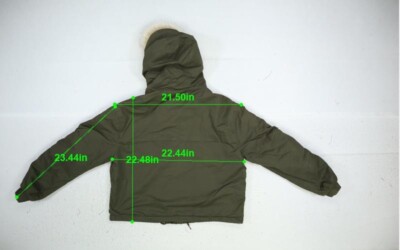 Ardene Army Green Faux Fur Hood Full Zip Jacket Fleece Lined Warm