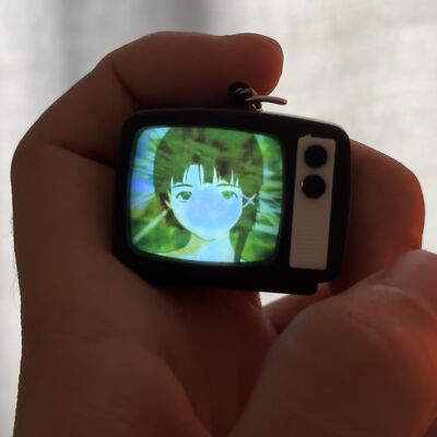 Serial Experiments Lain Blue Green Glowing Sound Keychain Backpack