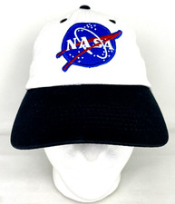 NASA Hat White Youth Adjustable Astronaut Pilot Cap Flight Embroidered