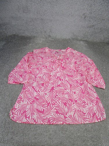 Talbots Shirt Womens X Pink Floral Cotton Long Sleeve Tunic Blouse NEW