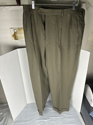 Givenchy Monsieur Mens 40 R Brown Designer Dress Pants Cuffed