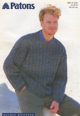 2232 Herren Rundhalspullover Strickmuster in DK 34-48'' (86-122 cm)