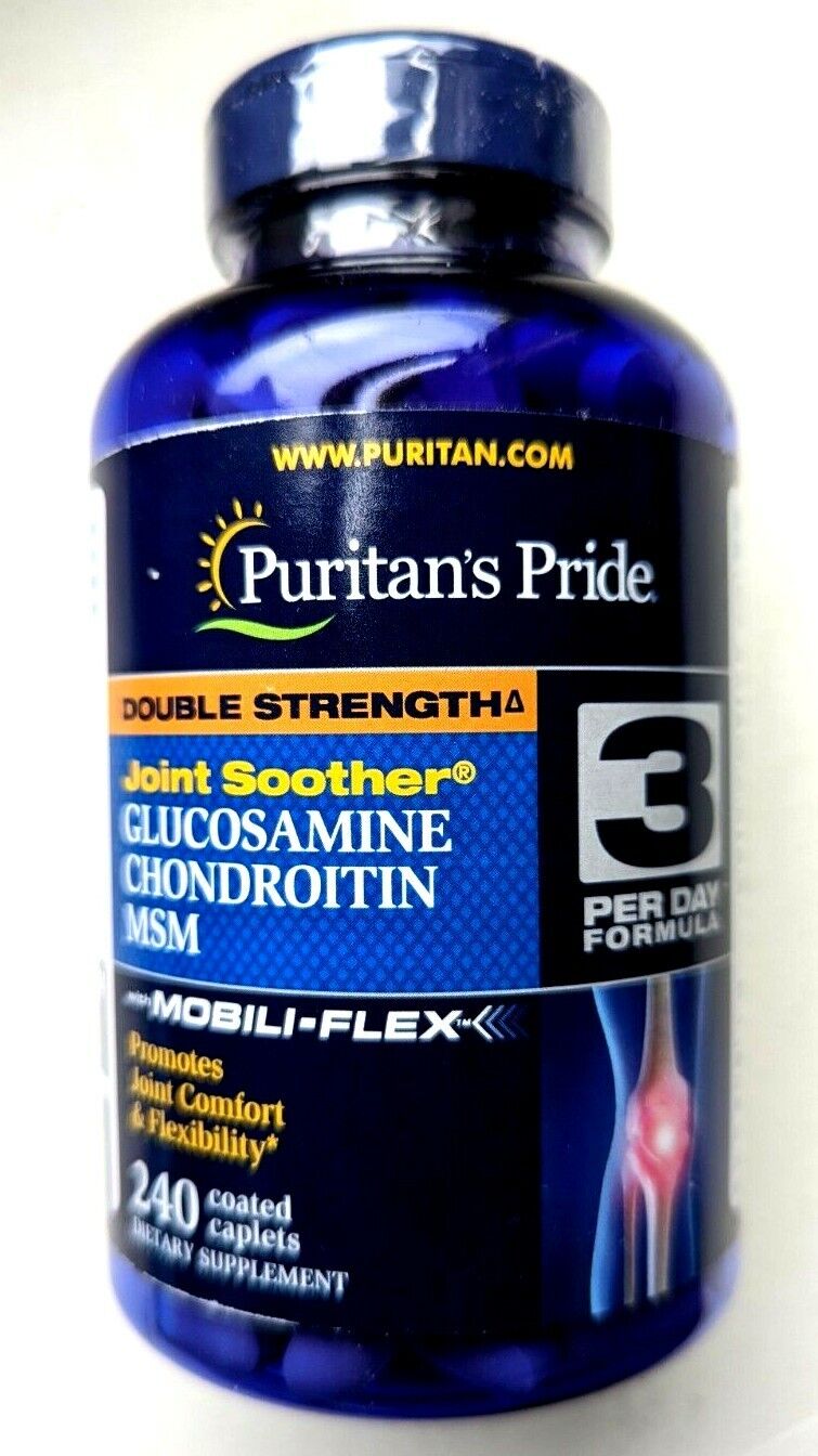 Puritans Pride Double Strength.Glucosamine Chondroitin MSM 240Caps.Free Shipping