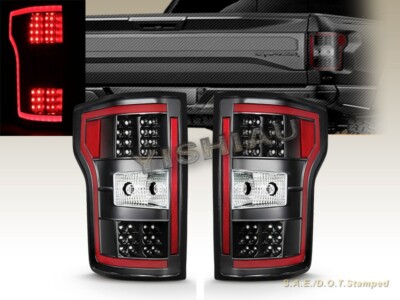 For 2018-2020 Ford F-150 F150 XL XLT Set of Pair All Black Full LED Taillights