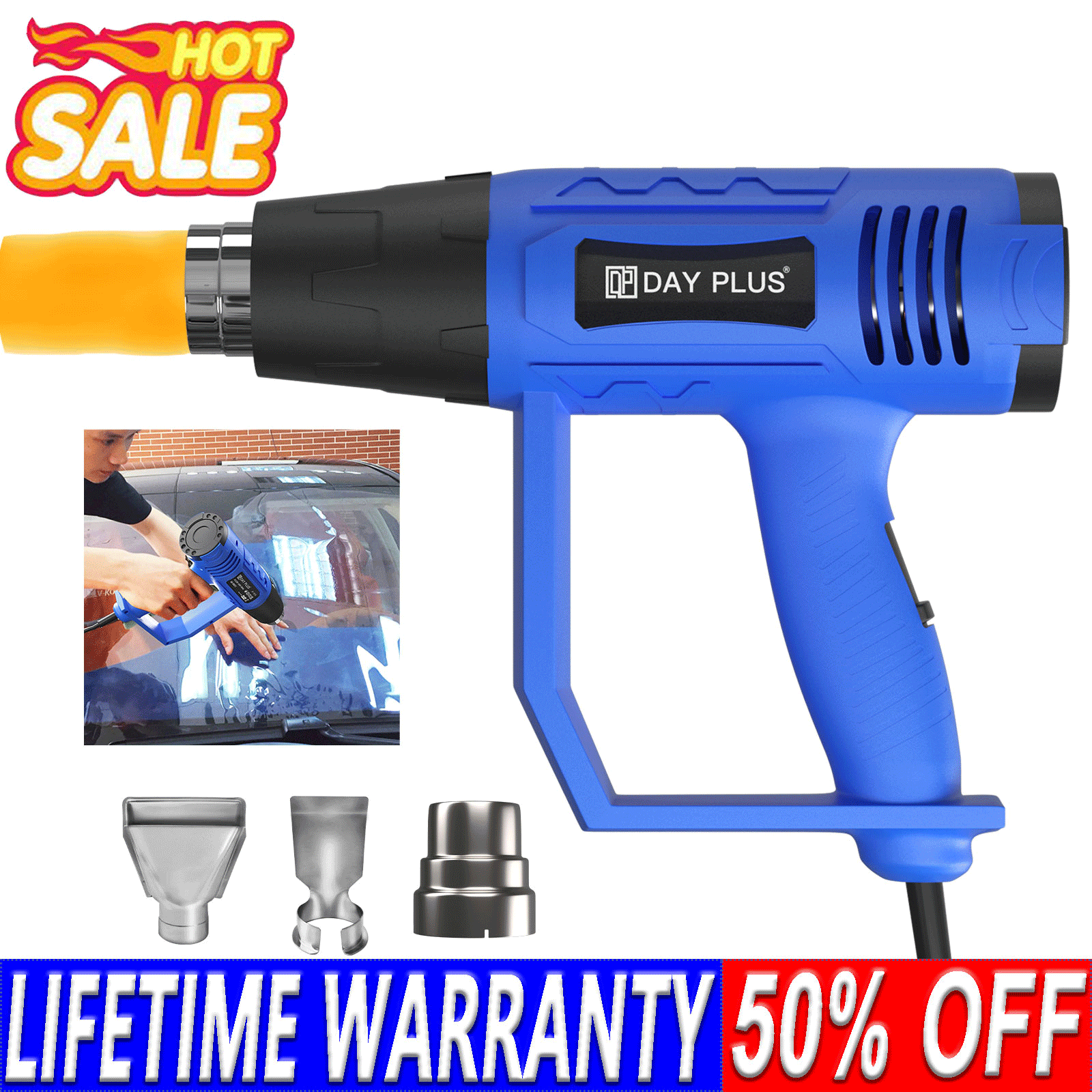 Mini Heat Gun Paint Stripper 2000W Handheld Hot Air Gun Tool with 3