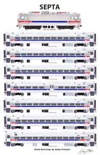 SEPTA AEM-7 and Commuter Train 11"x17" Poster Andy Fletcher signed