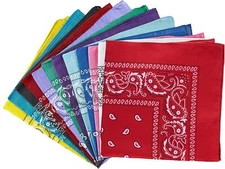 Paisley Bandanas Multi Colored Cowboy Bandanna Double Sided 100% Cotton 12 PCS