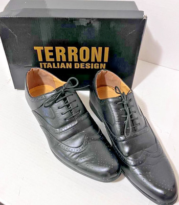 Testoni Black Burnished Calf Leather Derby Shoes NEW Size 12