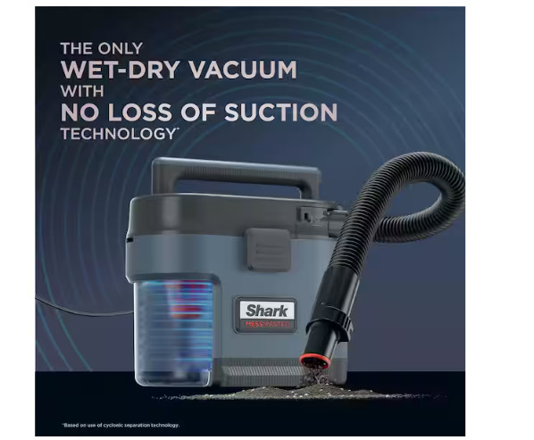 Shark MessMaster 1 Gal 7 Peak HP Portable Wet Dry Vacuum Self Rinsing AnyBag