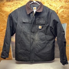 Carhartt Men's Work Jacket Black C03 BLK 46 Tall Cotton Quilted Union Made USA