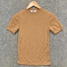 Mcintyre Womens Wool Shirt Top Size Small Brown Short Sleeve Stretch 10409