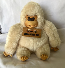 Russ Berrie Gorilla Monkey Beware Gonga Loves You Sign Plush Thumb Sucking Ape