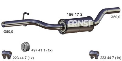 ERNST Mittelschalldämpfer 156172 für PASSAT 3C5 365 VW B6 Variant 3C2 B7 362 TSI