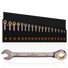 18PC Ratcheting Combination Wrench Set 72 Teeth Nickel CR-V 6-30mm With Pounch
