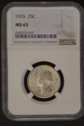 1935  NGC CERTIFIED  MS 65  WASHINGTON QUARTER