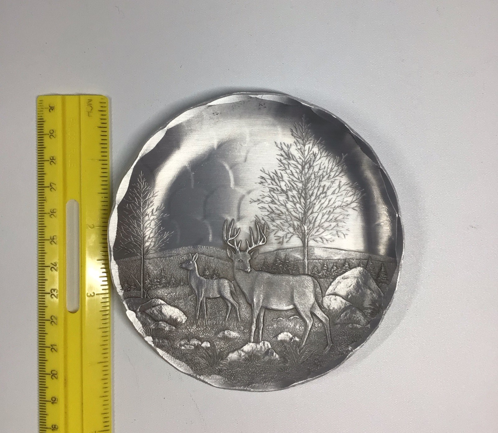 Wendell August Forge Aluminum 4-3/8" Outdoor Scene Buck And Deer-Made In USA