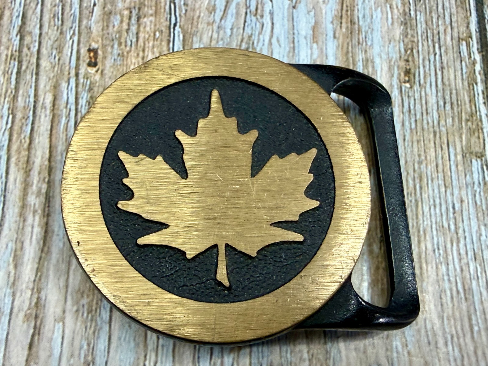 Maple Leaf Solid Brass Vintage 1978 Round Belt Bu… - image 18