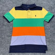 Polo Ralph Lauren Kids Striped Polo Shirt Multi Color Short Sleeve Size L 14-16