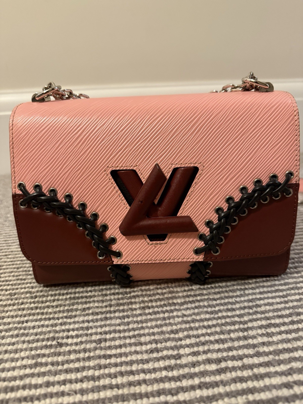 Louis Vuitton Pink And Burgundy Twist Leather Crossbody Bag