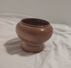 Vintage Frankoma 22S Plainsman Brown Ceramic 4" Footed Planter Vase Bowl