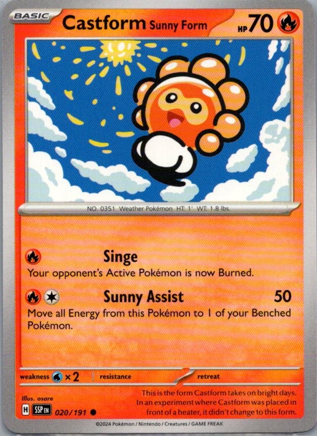 Castform Sunny Form - 020/191 Common SV08: Surging Sparks NM