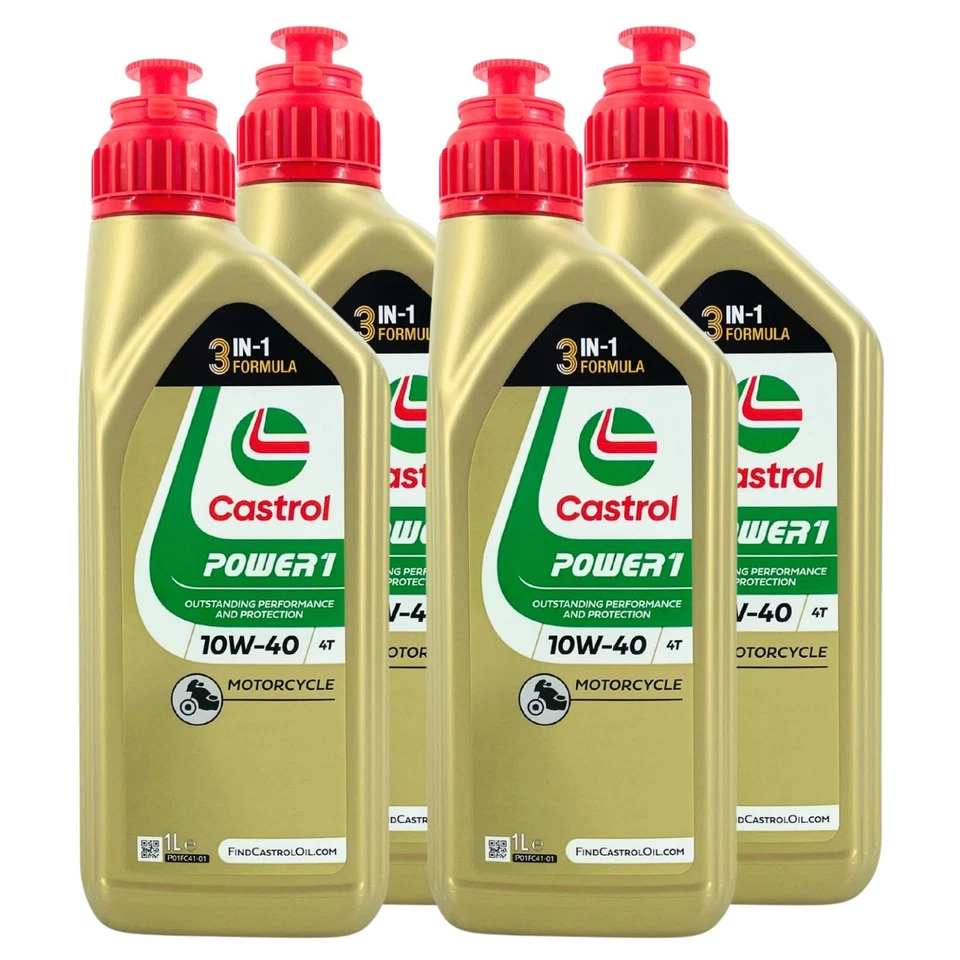 4x1 Liter Castrol Power 1 4T 10W-40 Motorradöl API SN JASO MA-2 - Bild 1 von 1