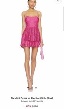 Lovers and Friends Jia Pink Floral Sweetheart Lace Lined Mini Dress Size L