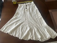 Women  s White Zara Asymmetric Button Long Skirt Small 24 Inch Waist