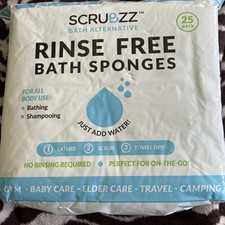 Scrubzz Rinse Free Bath Sponges 25 Pack Bath Alternative Just Add Water No Rinse