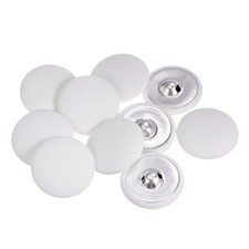 10pcs Fabric Cloth Covered Button 30mm Metal Round Sewing Buttons White