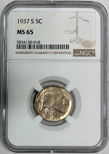 1937-S Buffalo Nickel, NGC MS-65