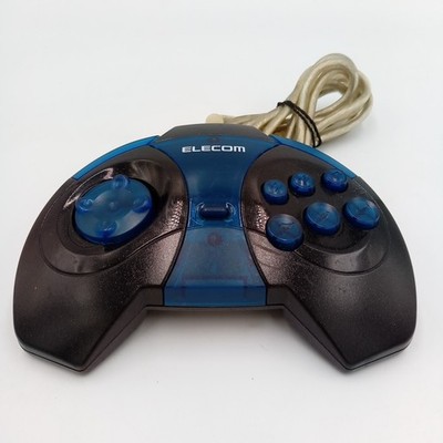 Elecom USB PC Gaming Controller Black & Transparent Blue Japanese Untested