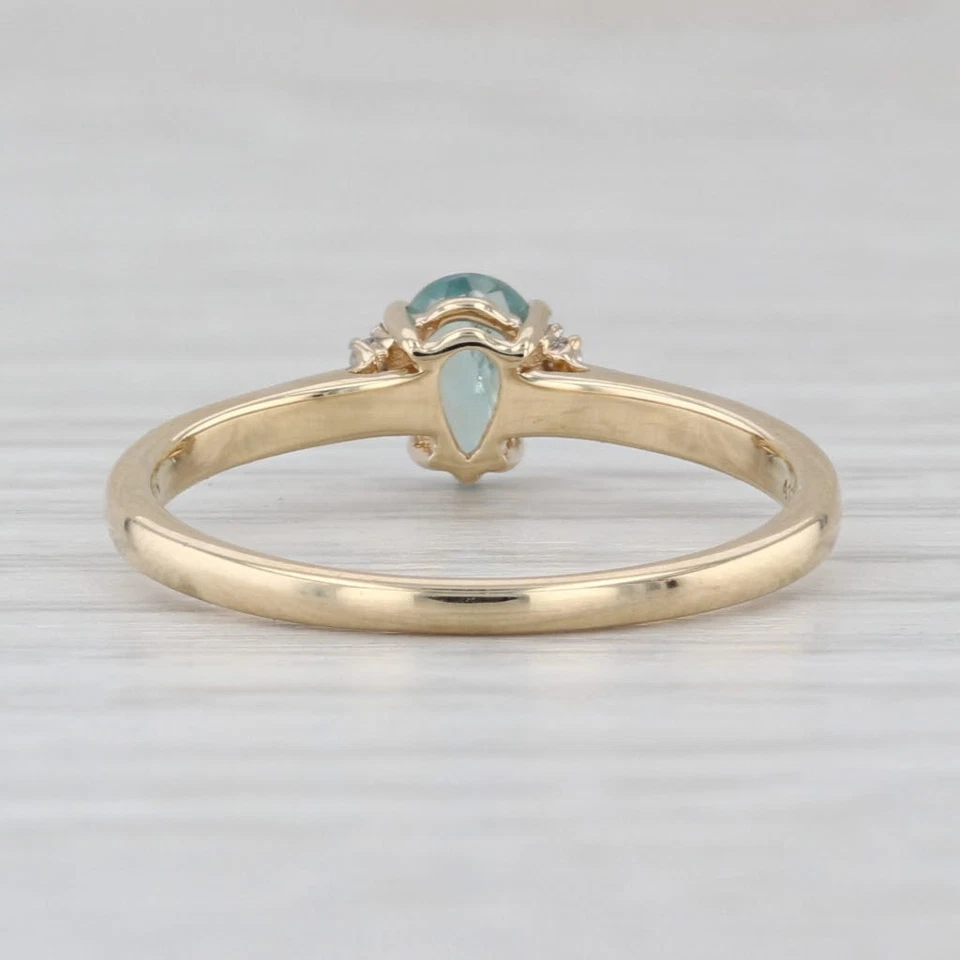 Anillo de diamantes de alejandrita pera de 0,48 quilates de oro amarillo de 10 k talla 7,25 certificado de autenticidad Foto 4 de 4