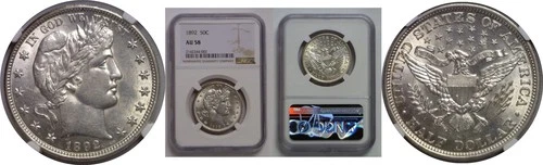 1892 Barber Half Dollar   NGC AU-58