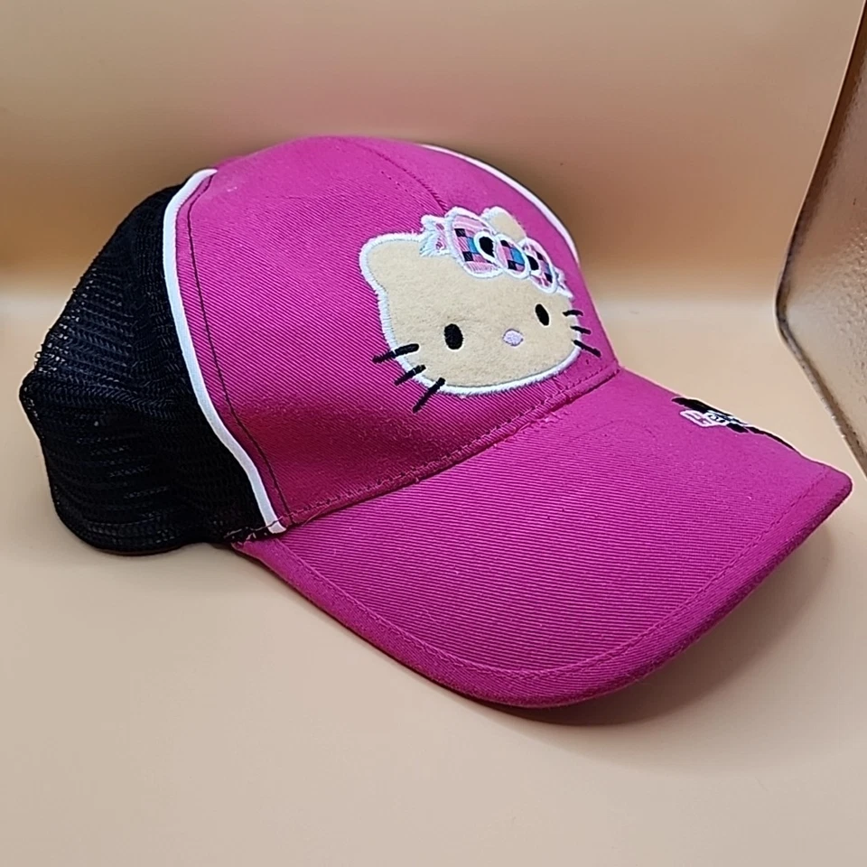 Gorra de béisbol Sanrio Hello Kitty rosa y negra para niñas 53 cm - Como nueva Foto 2 de 4