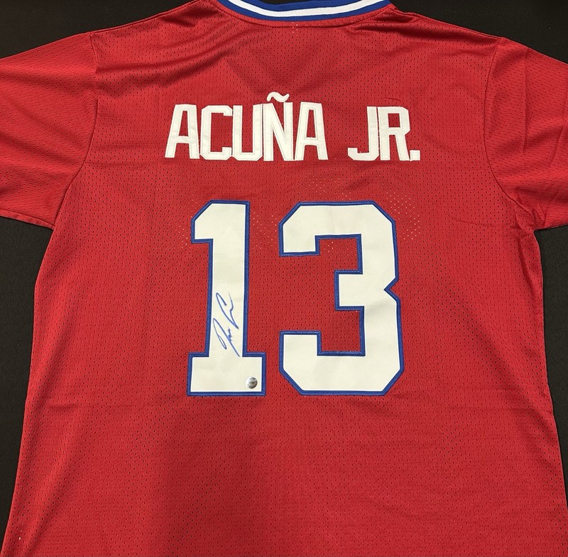 Ronald Acuna Jr. Signed Atlanta Braves Red Custom Jersey - Certified - Nice!