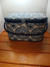 Sewing Box Organizer With Plastic Insert Mandala Style Pattern 