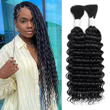 Human Braiding Hair for Boho Braids 100G 20 Inch Deep Wave Bulk Human Hair 100