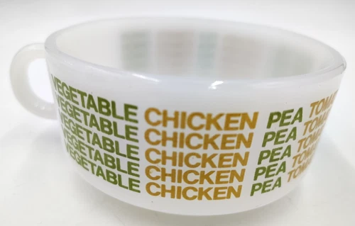 Vintage Glasbake Chicken Pea Tomato Onion Glass Soup Bowl Mug J-2711 USA RETRO!